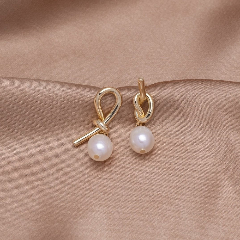 Gold Freshwater Pearl Earrings — image 5