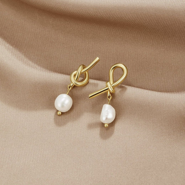Gold Freshwater Pearl Earrings — image 1