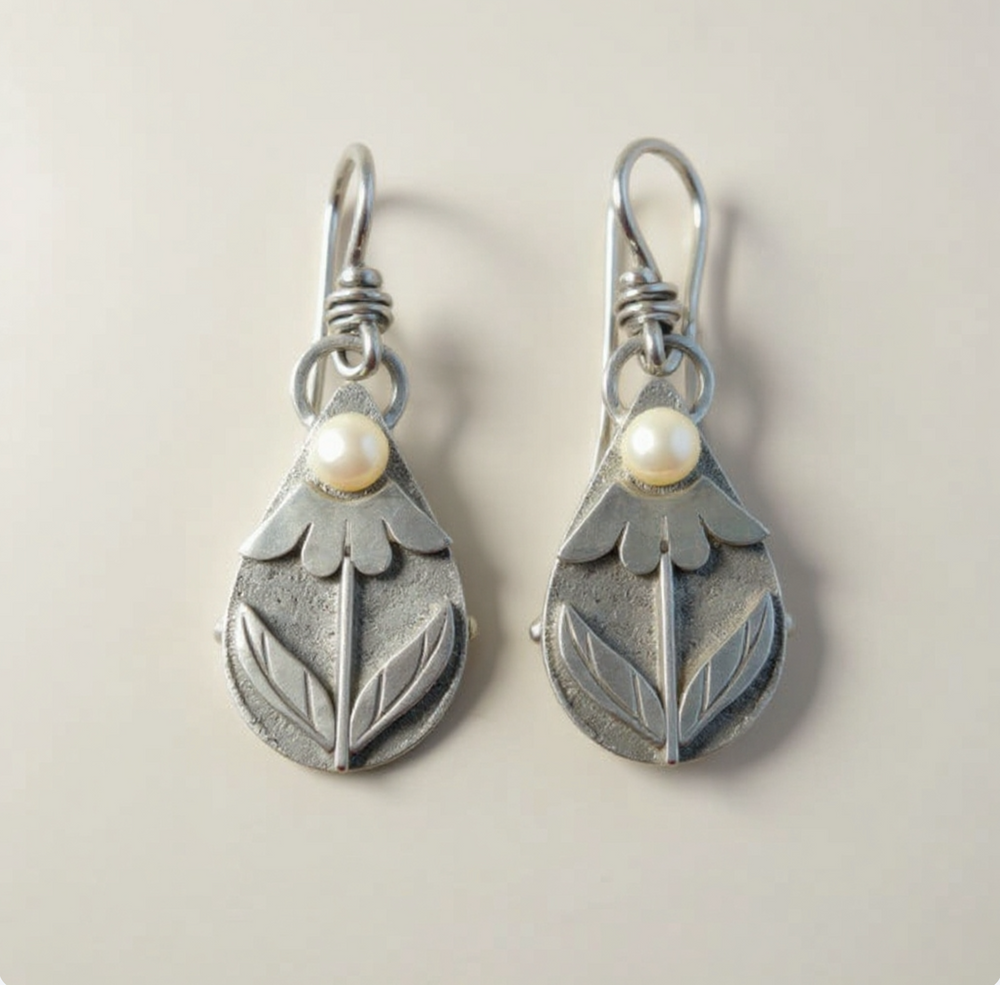 Majestic Teardrop Flower Earrings — image 2
