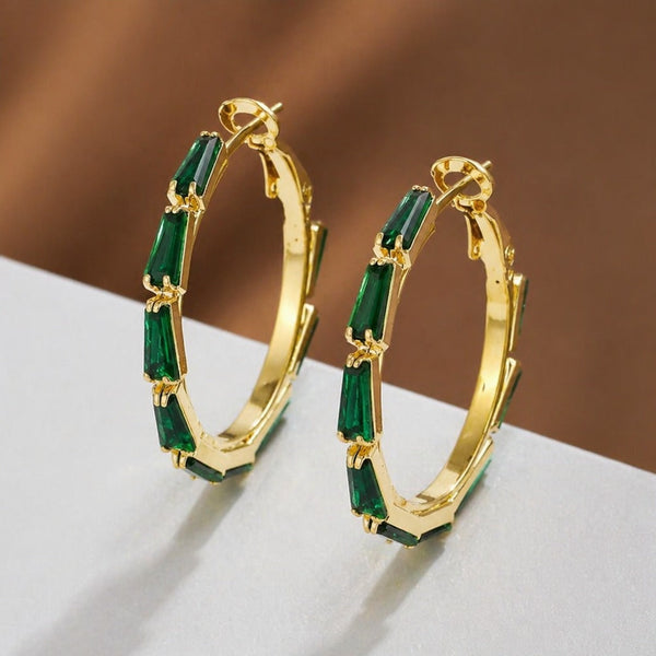 Green Crystal Hoop Earrings — image 1