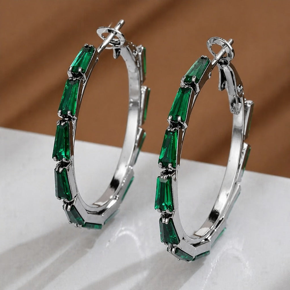 Green Crystal Hoop Earrings — image 2