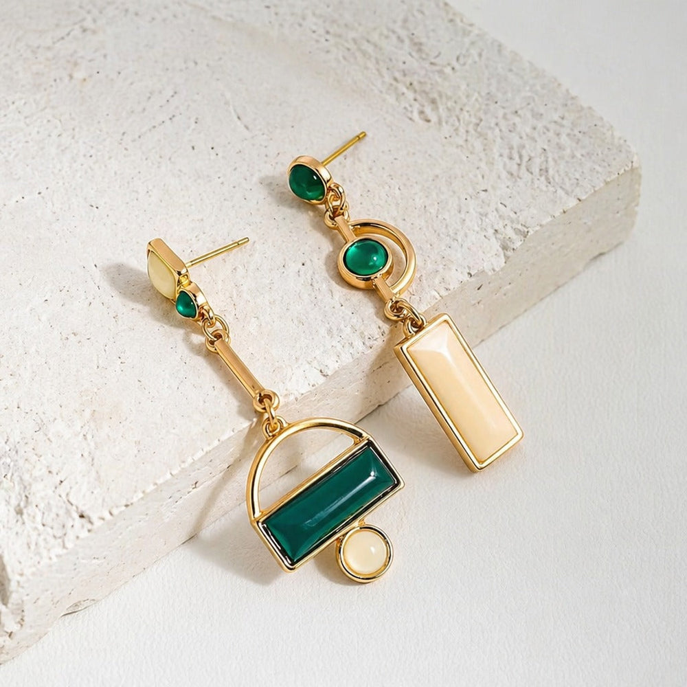 Emerald Geometry Statement Earrings — image 1