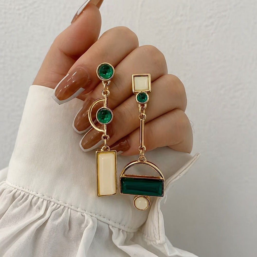 Emerald Geometry Statement Earrings — image 2
