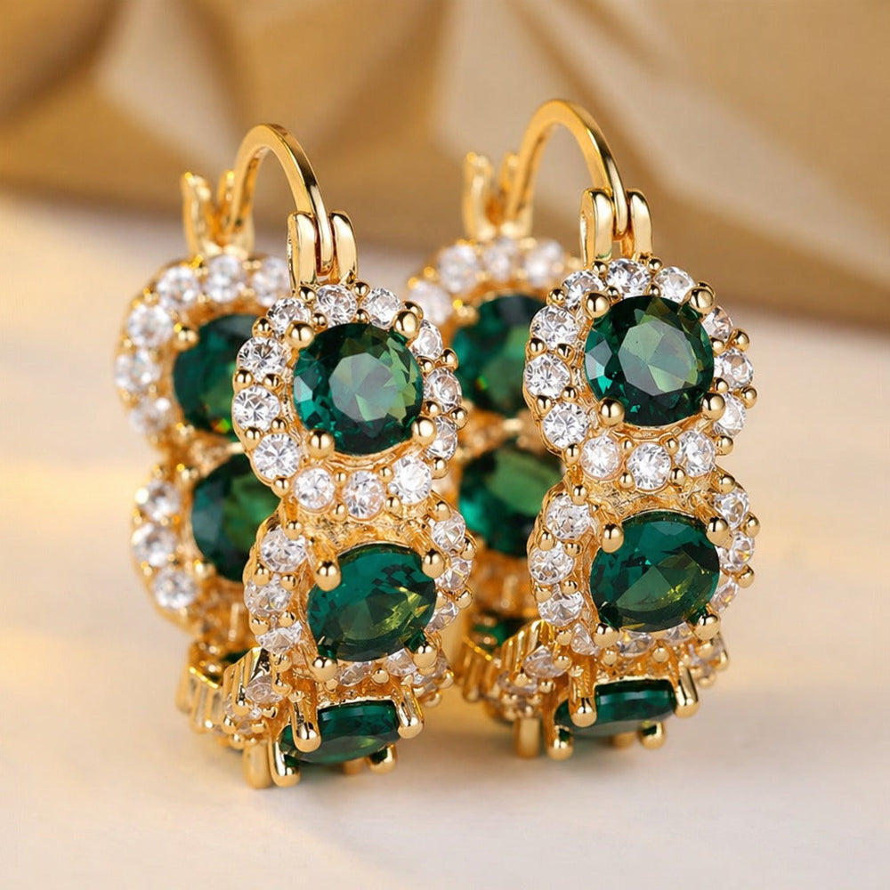 Luxury Green Crystal Gold Earrings — image 1