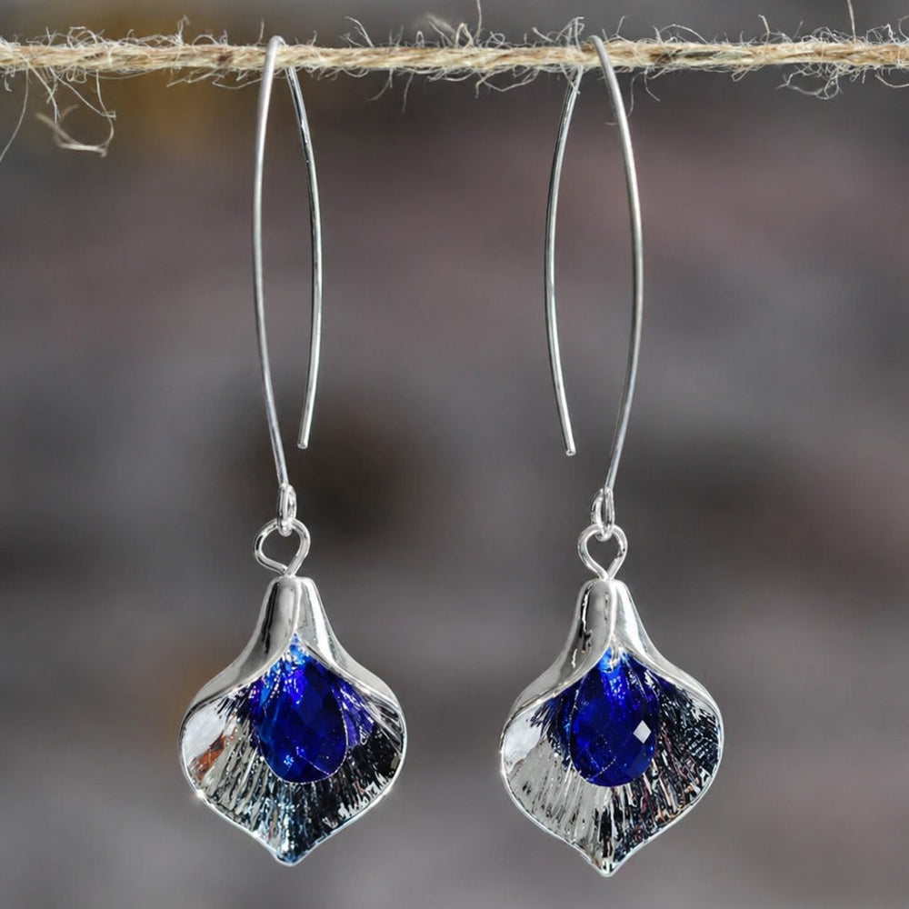 Blue Crystal Silver Earrings — image 2
