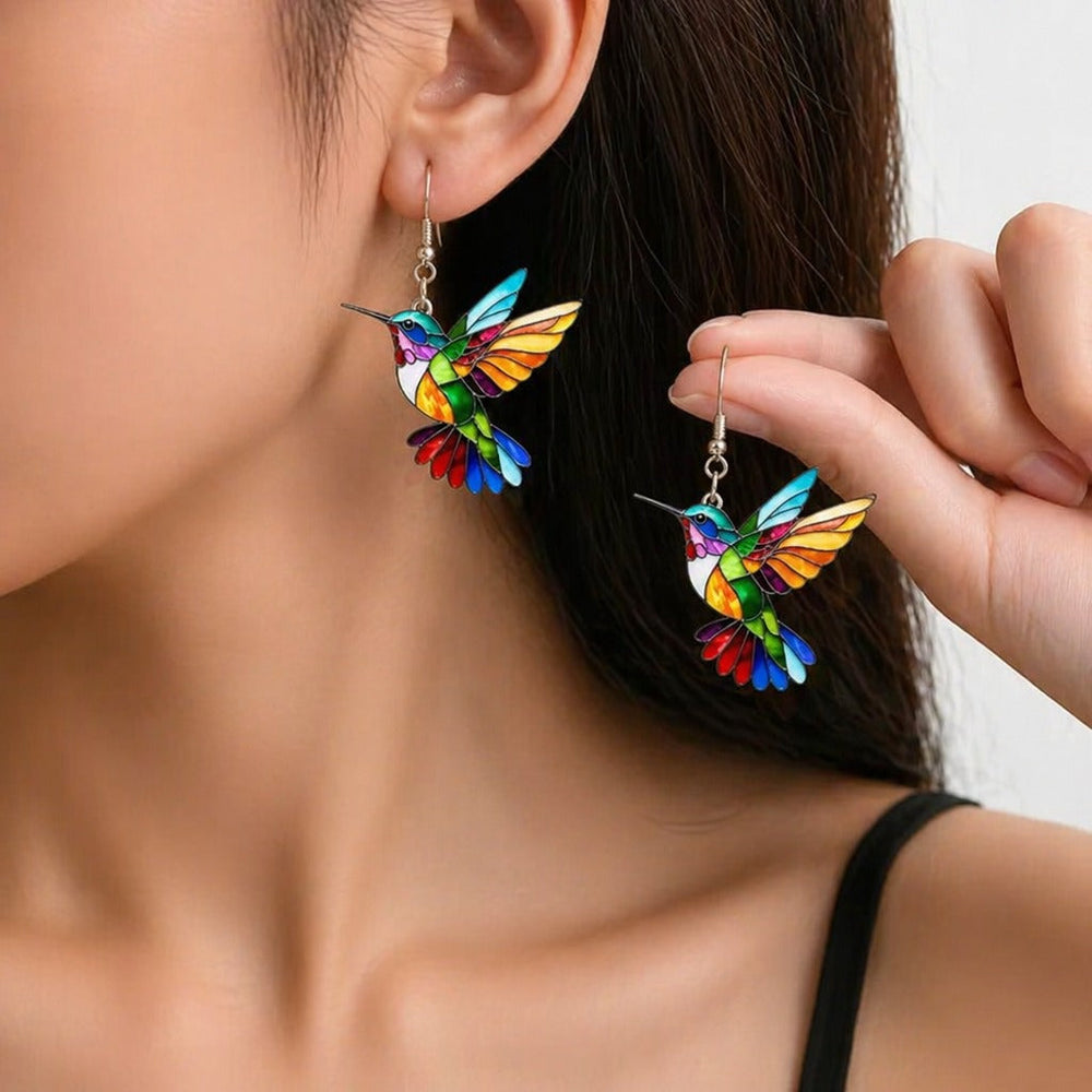 Acrylic Hummingbird Dangle Earrings — image 1