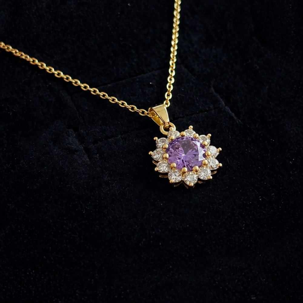Amethyst Sunflower Gold Necklace — image 1