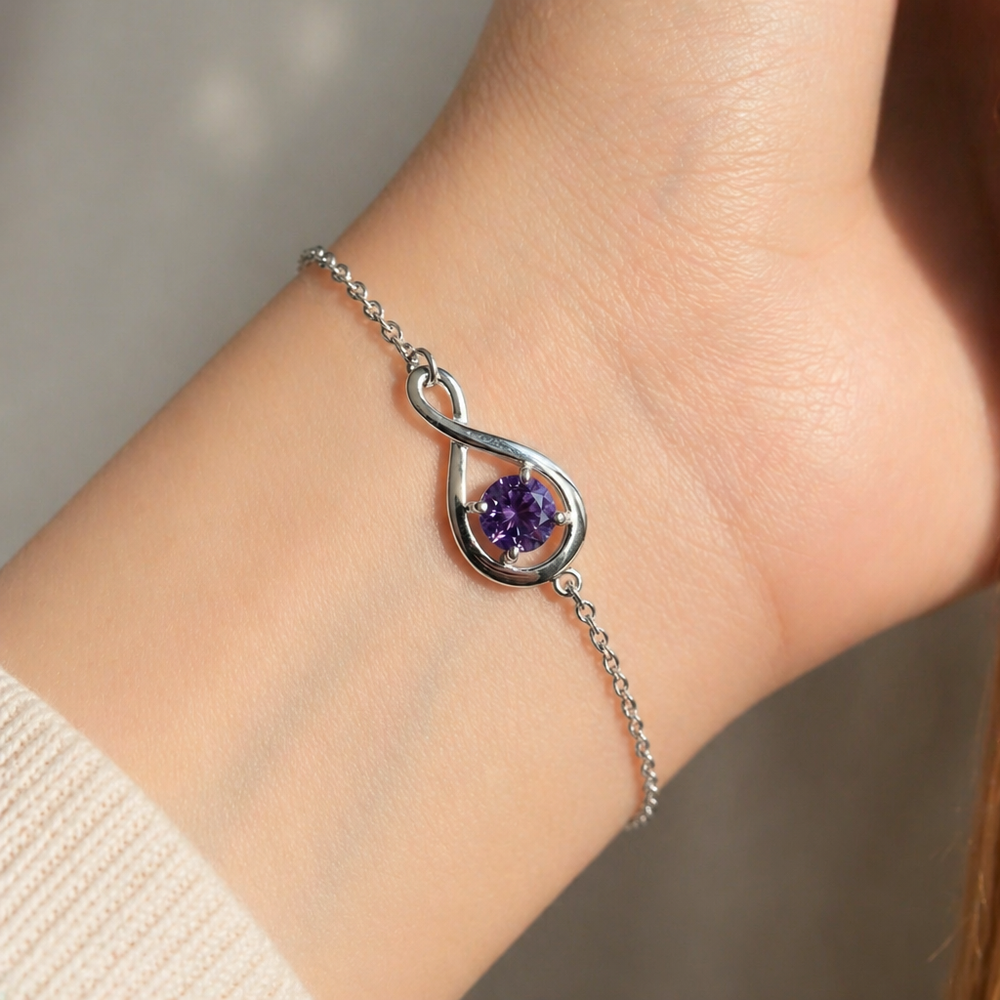 Amethyst Infinity White Gold Bracelet — image 2