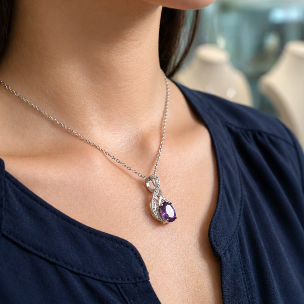 Amethyst Infinity White Gold Necklace — image 2
