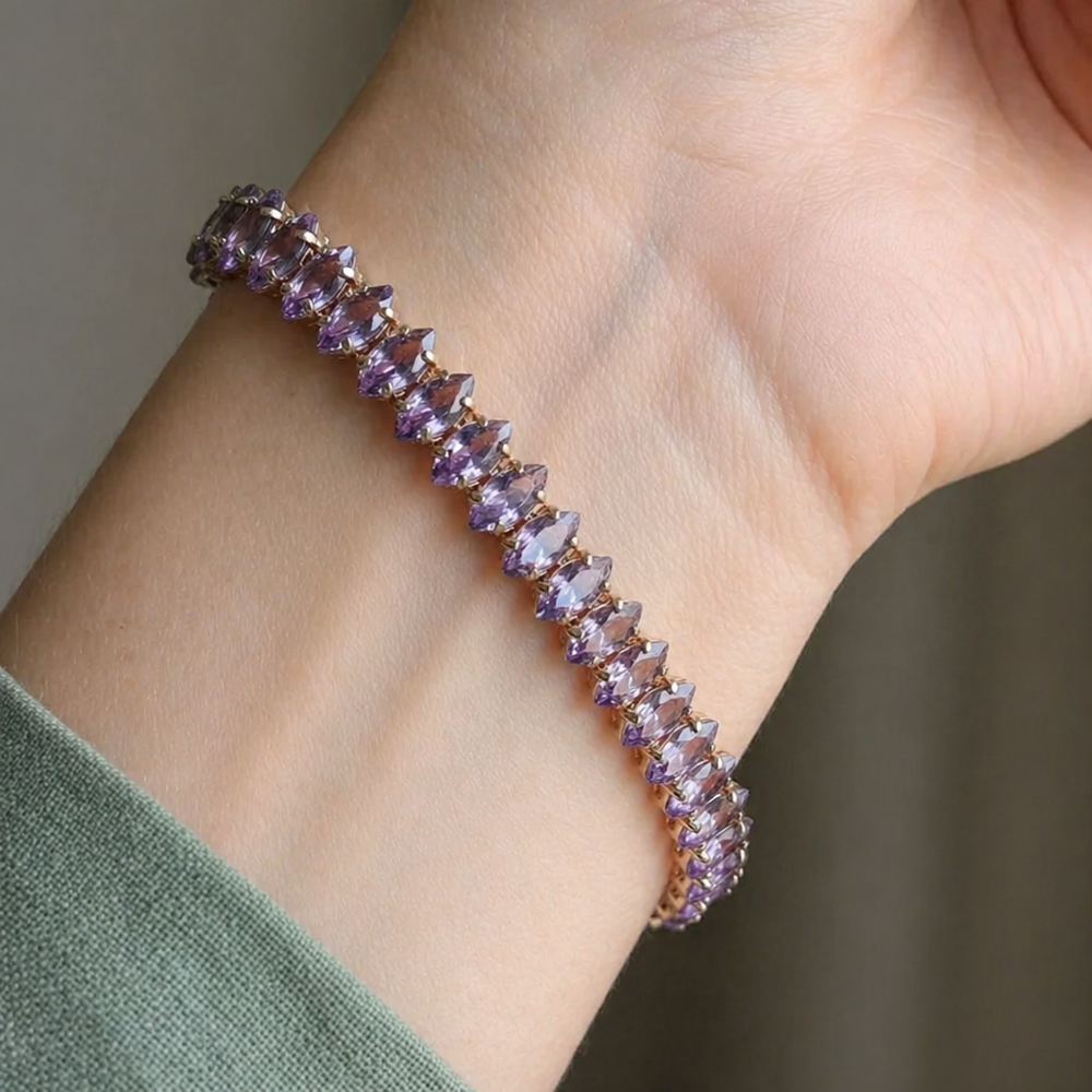 Amethyst Marquise Gold Tennis Bracelet — image 2