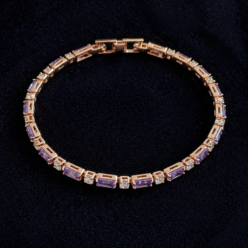 Amethyst Prism Rose Gold Tennis Bracelet — image 1