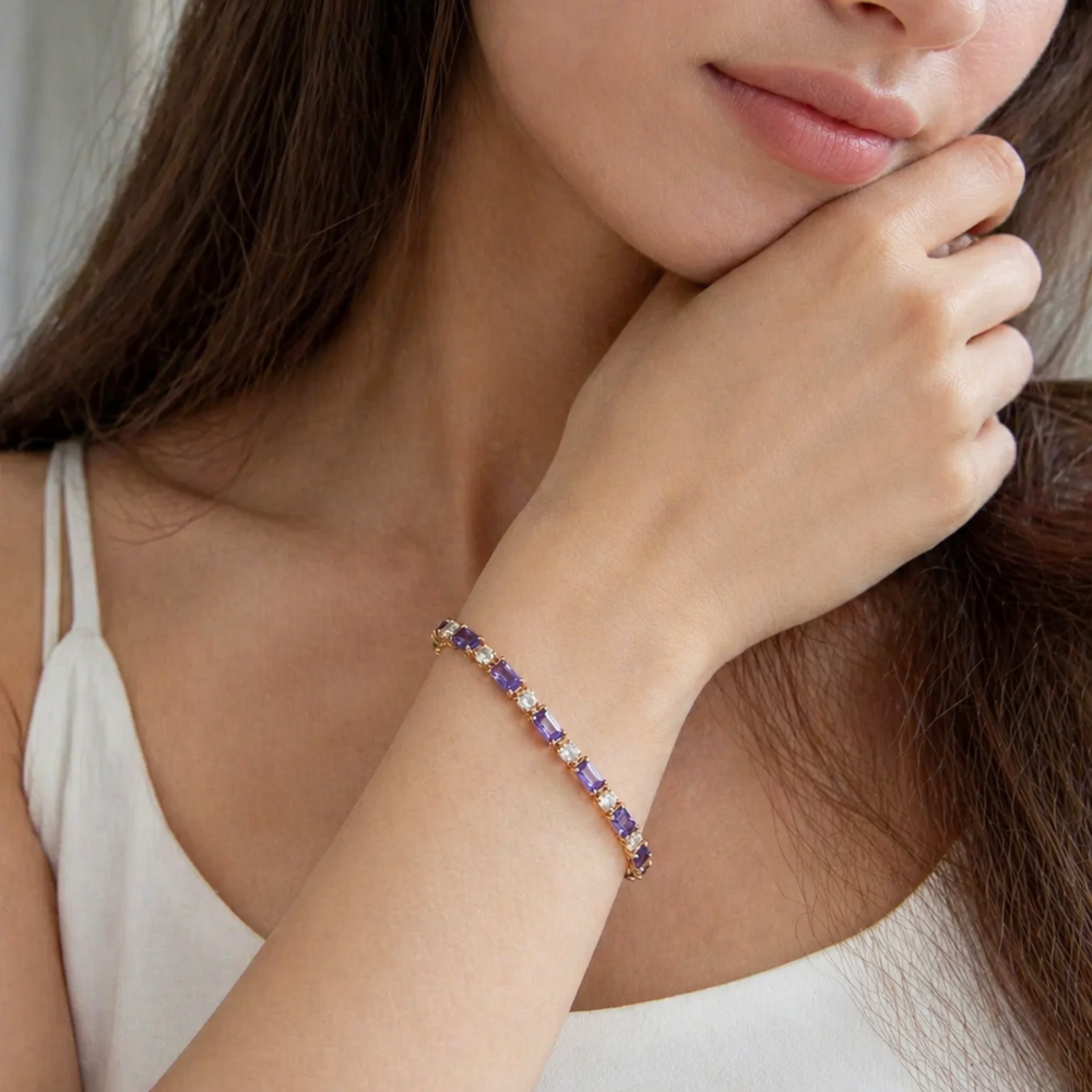 Amethyst Prism Rose Gold Tennis Bracelet — image 2