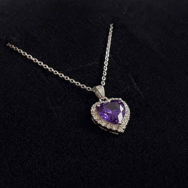 Amethyst Heart Radiance White Gold Necklace — image 1