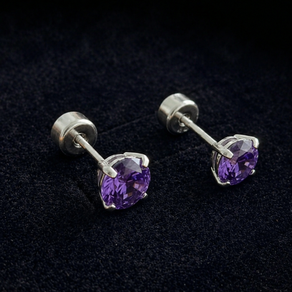 Amethyst White Gold Round Stud Earrings — image 1