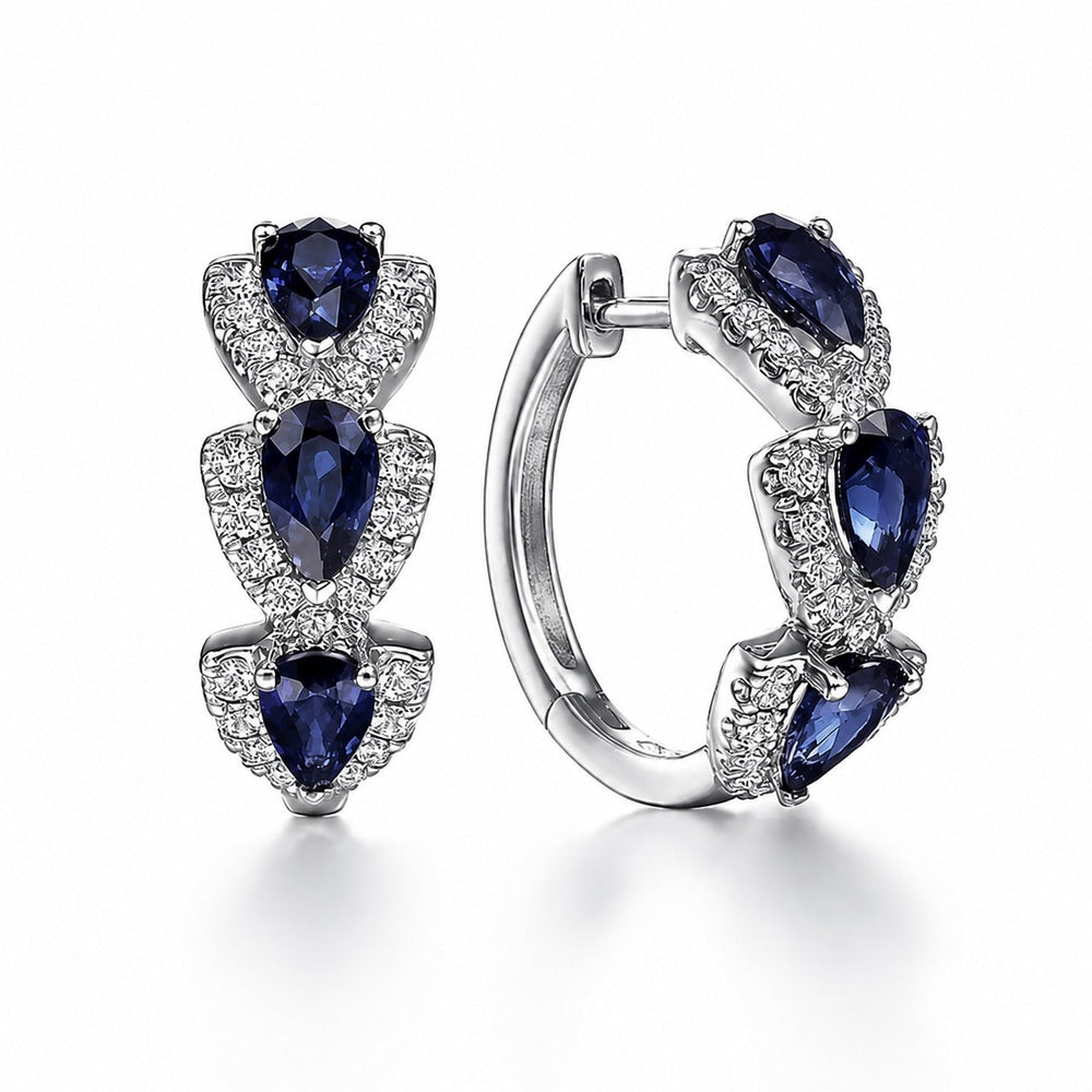 Royal Sapphire White Gold Crest Earrings — image 2