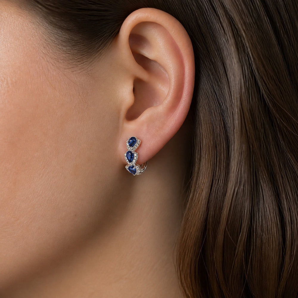 Royal Sapphire White Gold Crest Earrings — image 3