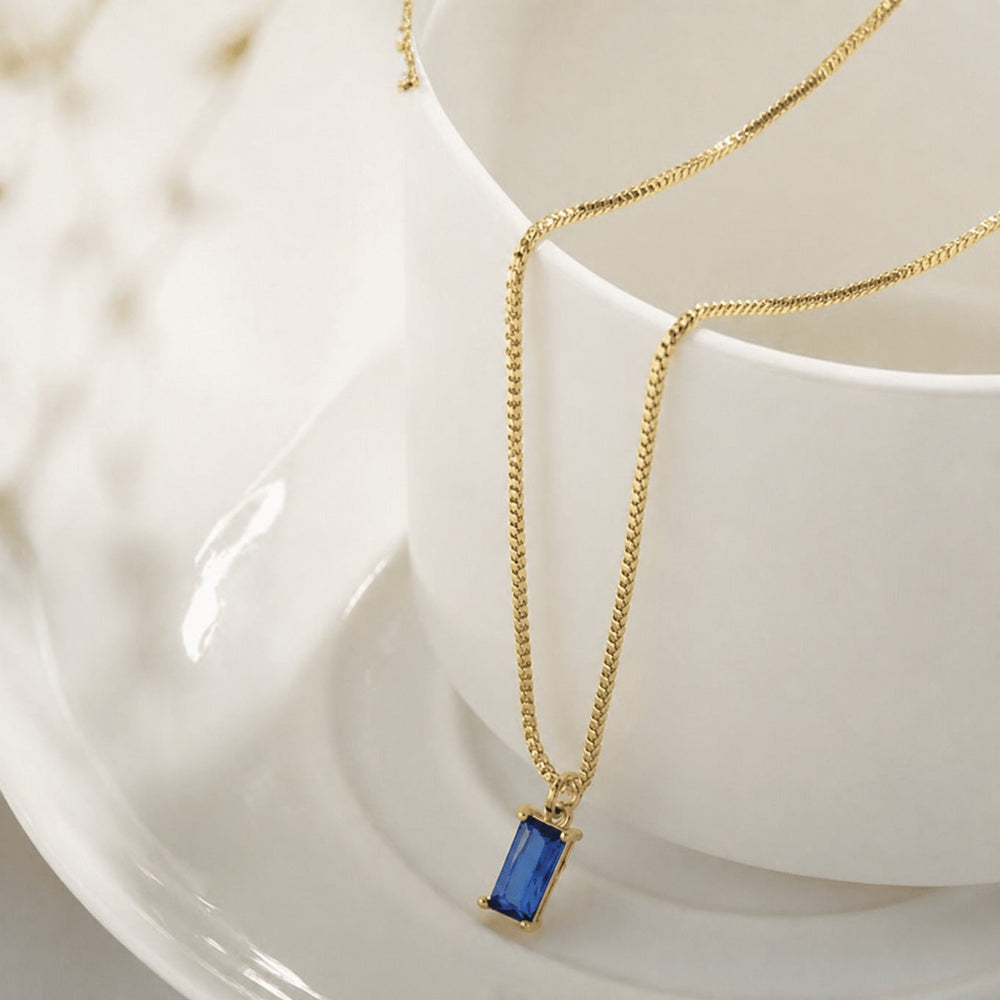Minimalist Sapphire White Gold Necklace — image 2
