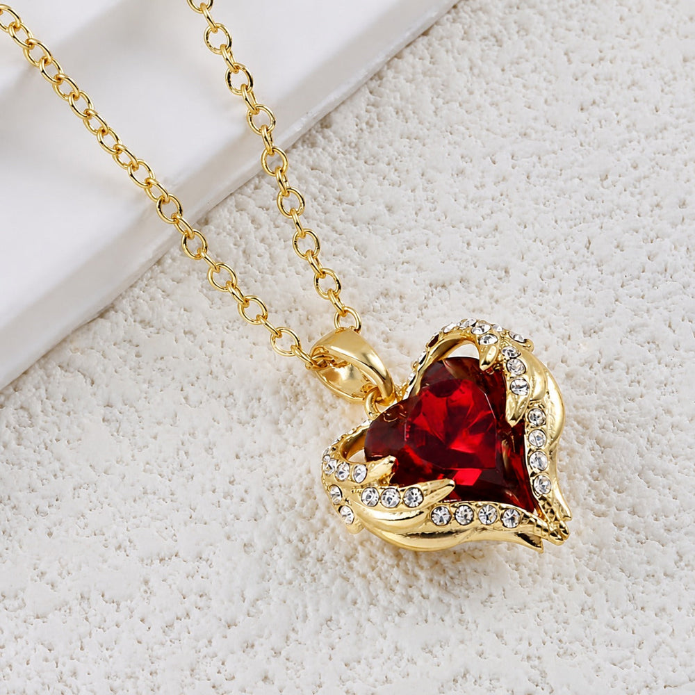 Angel Embrace Ruby Heart Gold Necklace — image 2