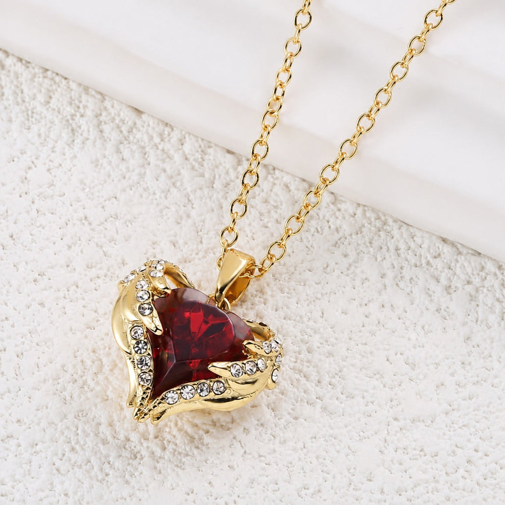 Angel Embrace Ruby Heart Gold Necklace — image 3