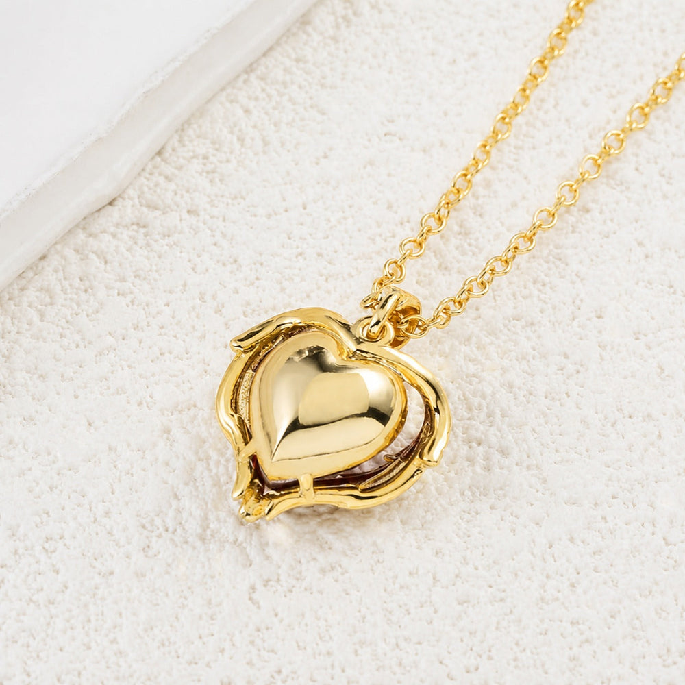 Angel Embrace Ruby Heart Gold Necklace — image 4