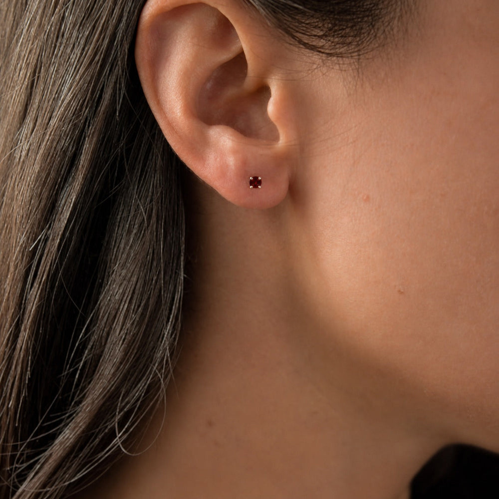 Ruby Round Stud Gold Earrings — image 2