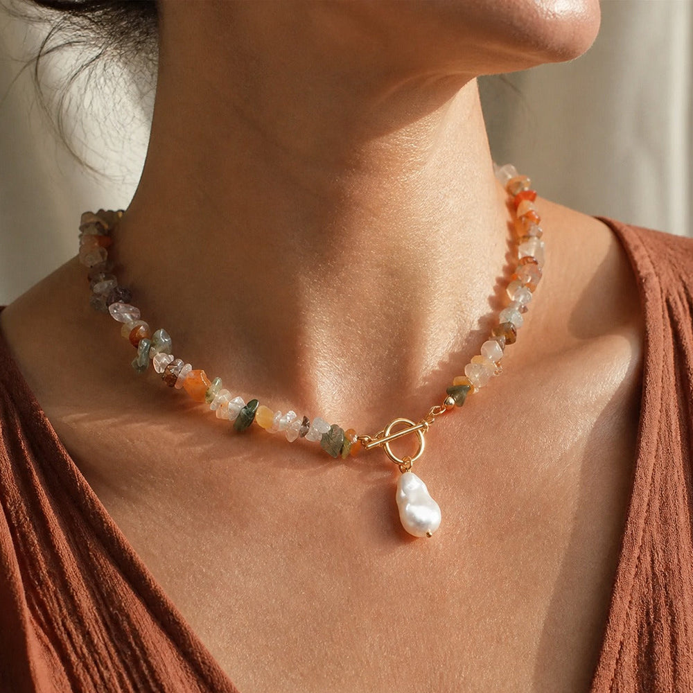 Golden Gemstone Bead Necklace — image 1