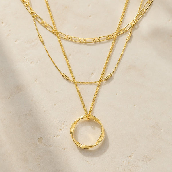 Classic Three Row Gold Necklace — image 1