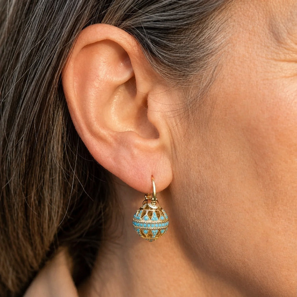 Turquoise Filigree Drop Earrings — image 3