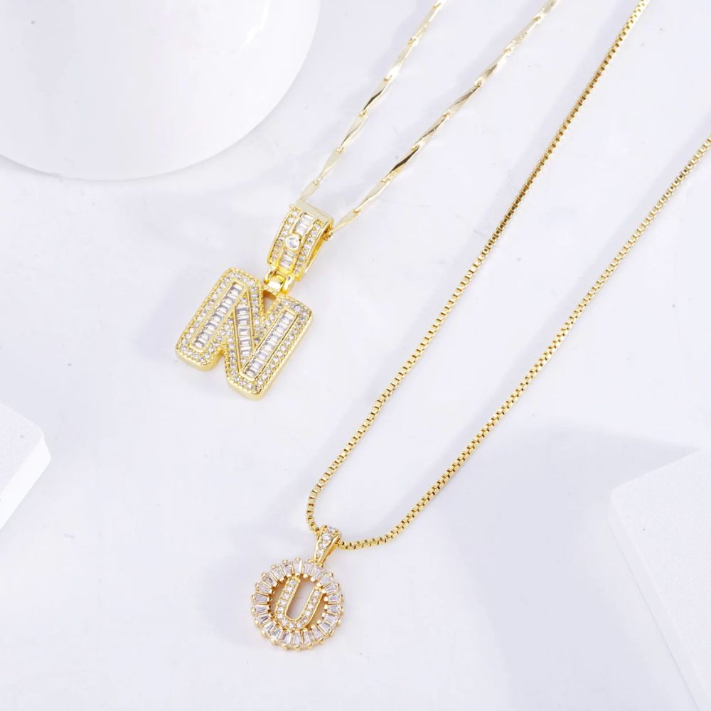 Pave Letter Initial Necklace Set — image 2