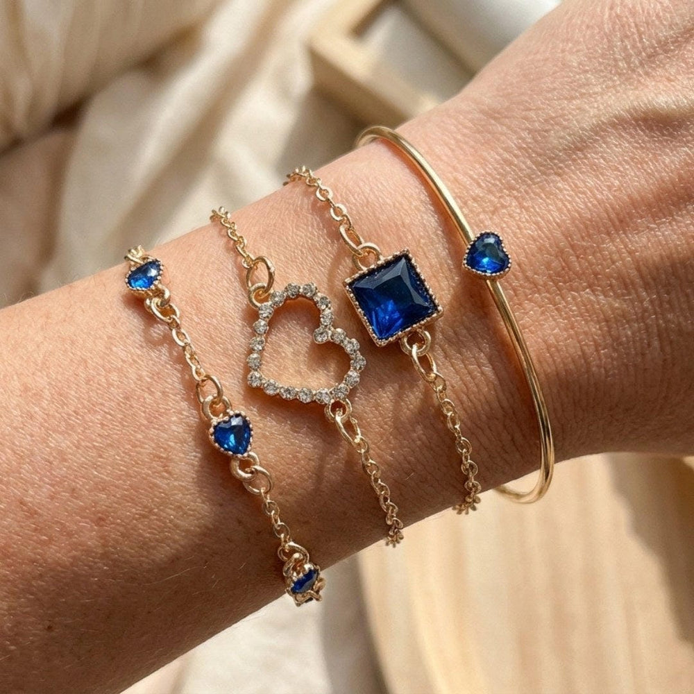 Sapphire Golden Hearts Bracelet Set — image 1