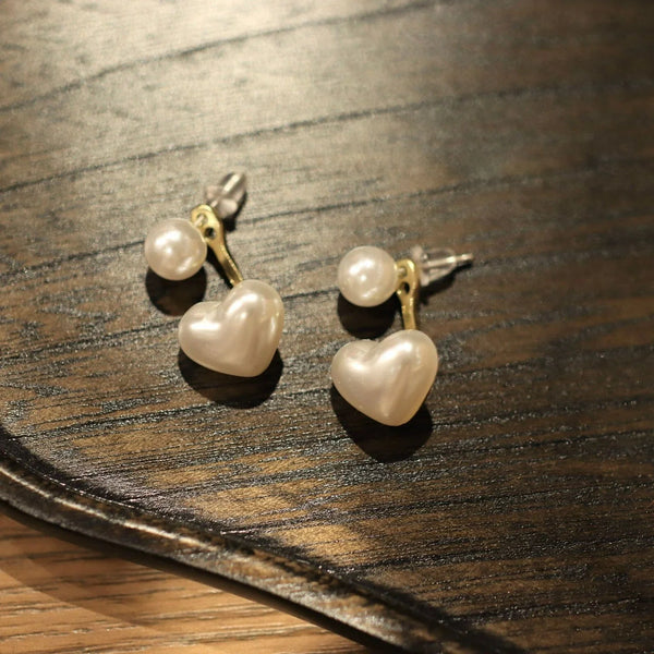 Double Pearl Heart Earrings — image 1