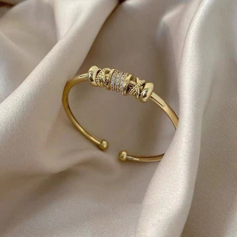 Lustrous Gold Charm Cuff Bracelet — image 2
