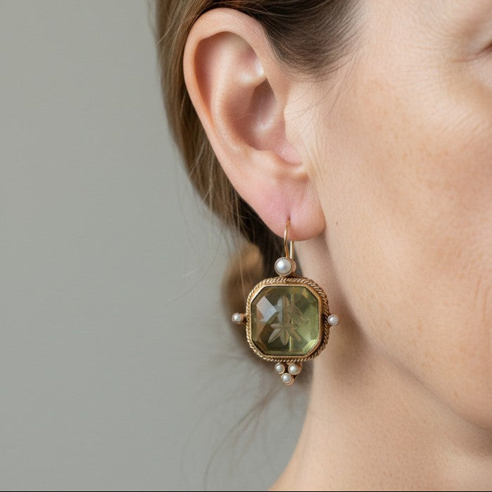 Vintage Green Pearl Earrings — image 3