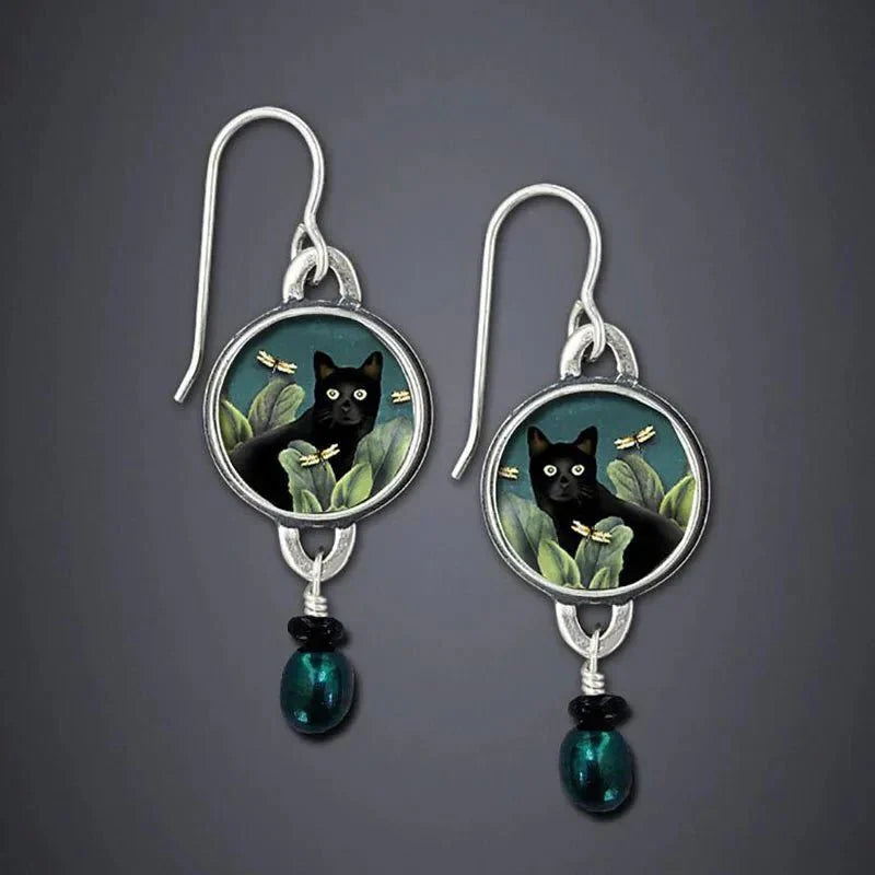 Black Cat Drop Earrings — image 1
