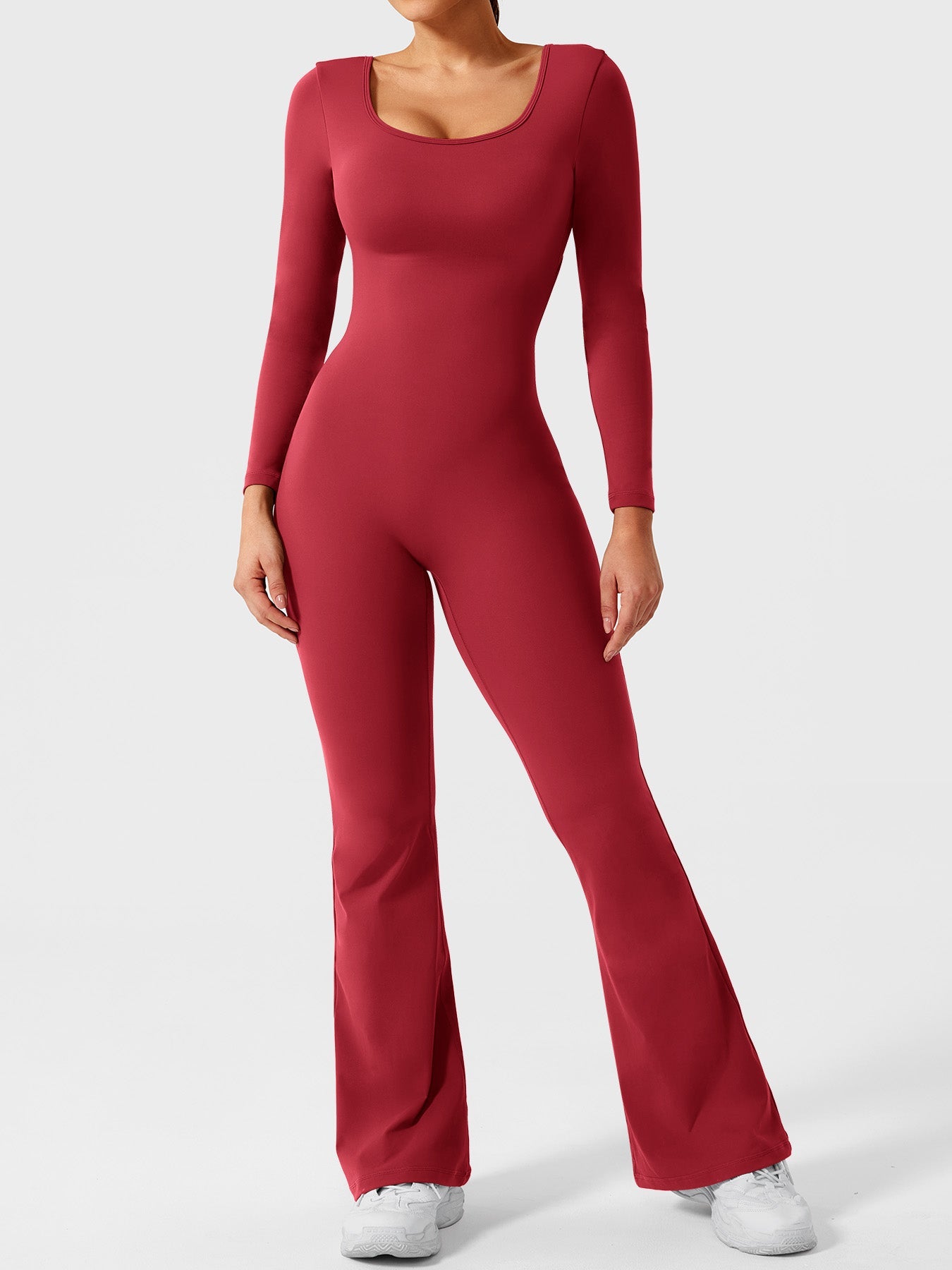 Yeoreo Lizvette Flare Long Sleeve V-back Jumpsuit