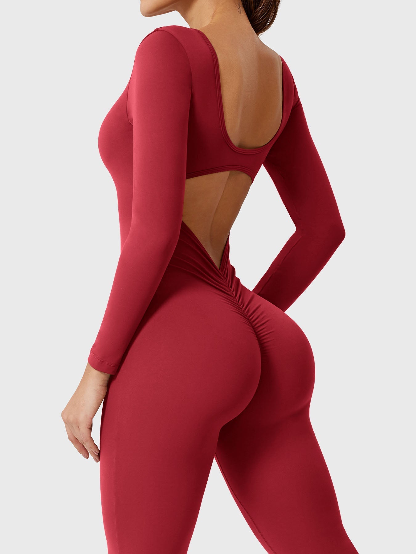 Yeoreo Lizvette Flare Long Sleeve V-back Jumpsuit