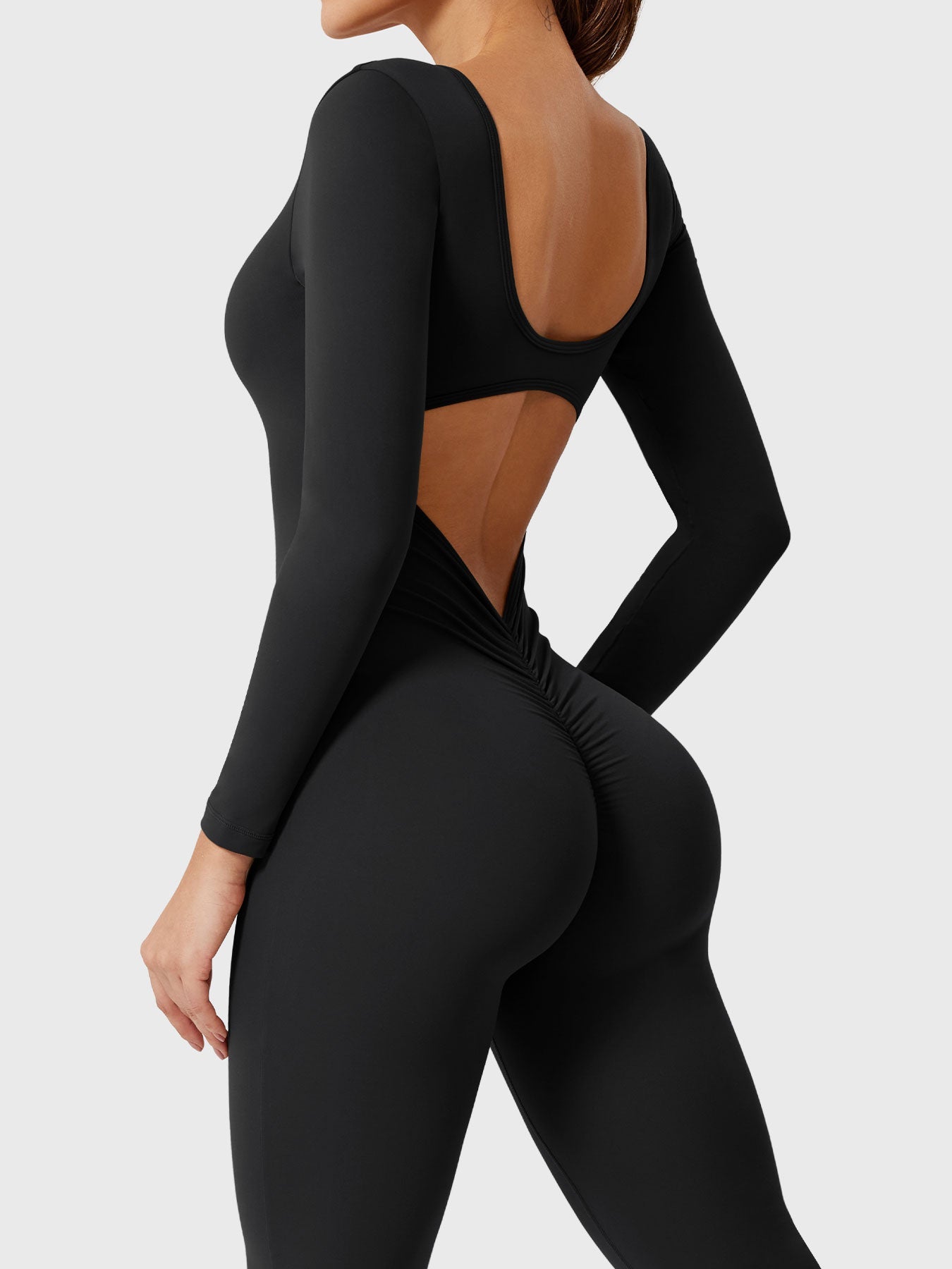 Yeoreo Lizvette Flare Long Sleeve V-back Jumpsuit