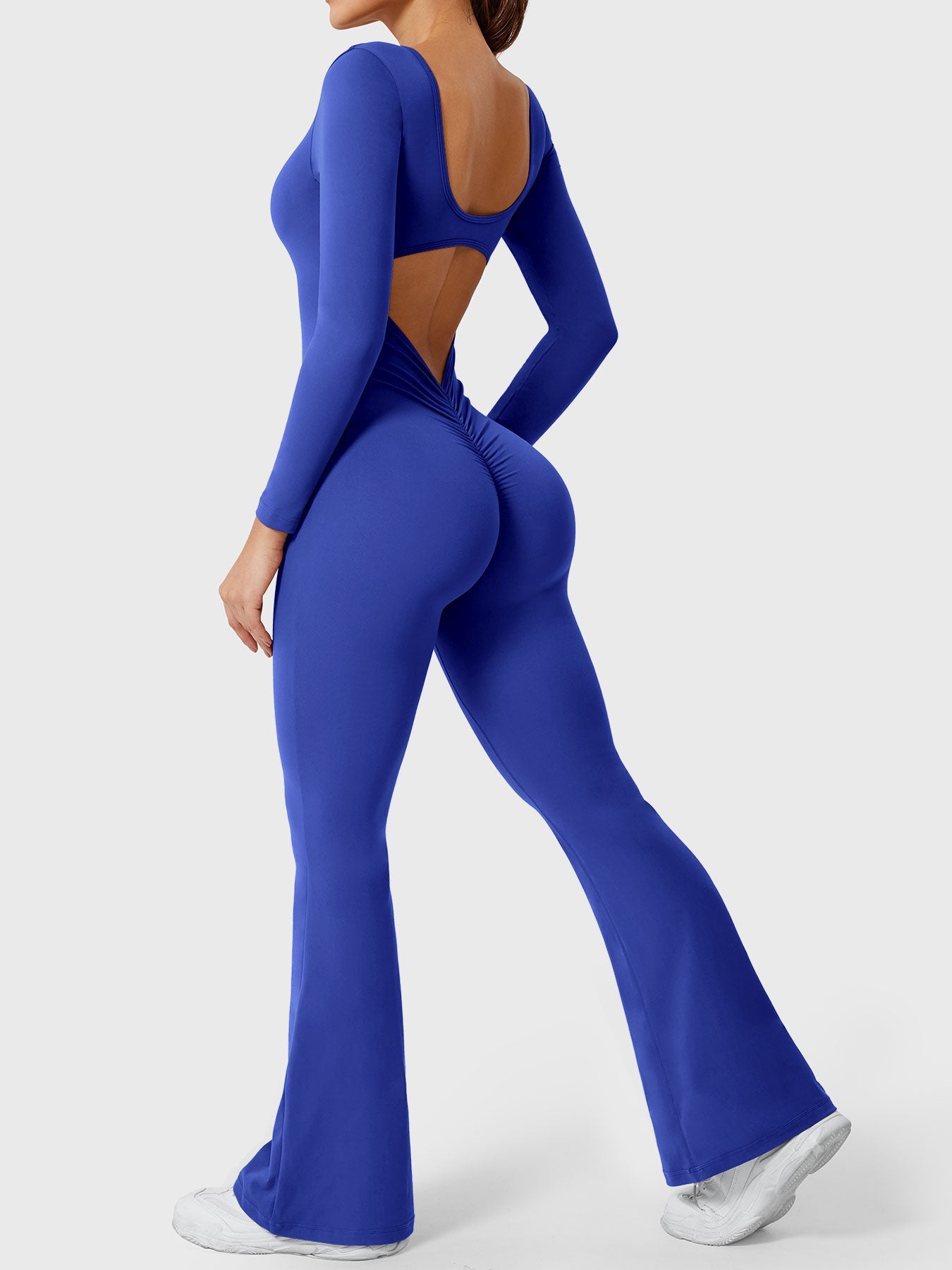 Yeoreo Lizvette Flare Long Sleeve V-back Jumpsuit