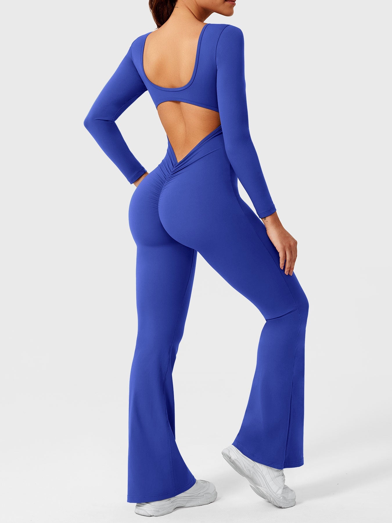 Yeoreo Lizvette Flare Long Sleeve V-back Jumpsuit