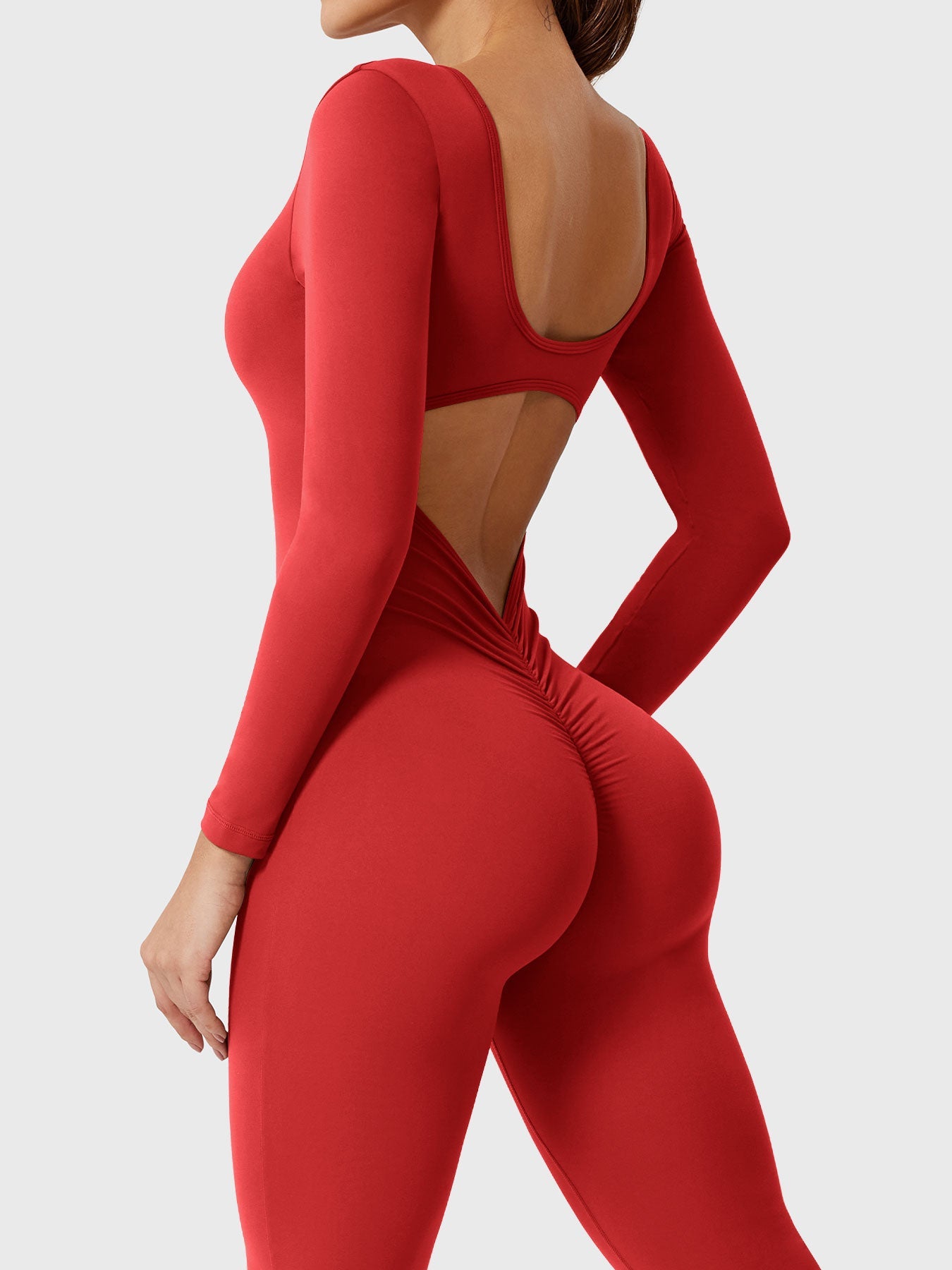 Yeoreo Lizvette Flare Long Sleeve V-back Jumpsuit