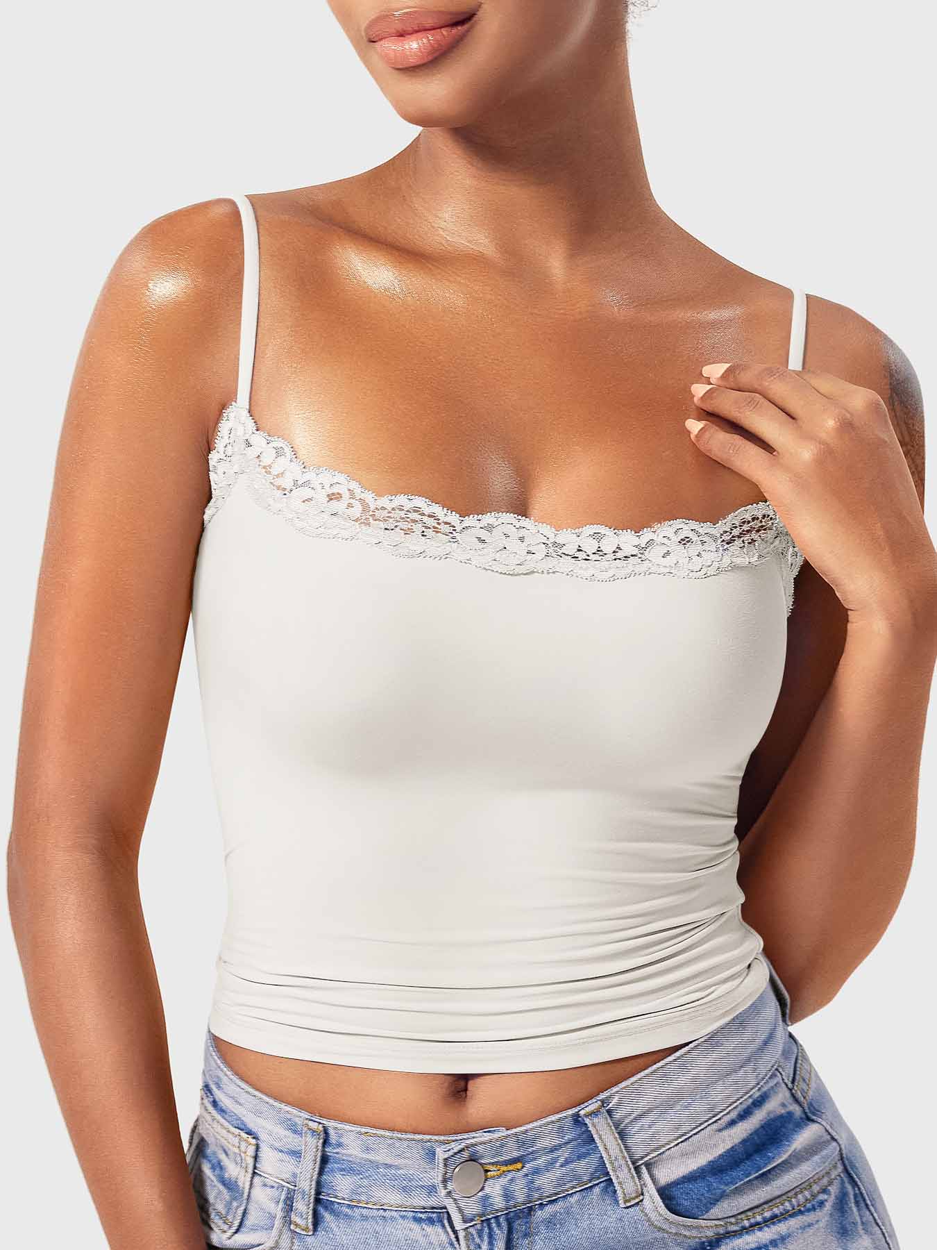 Haut débardeur en dentelle à col carré Yeoreo Annabely