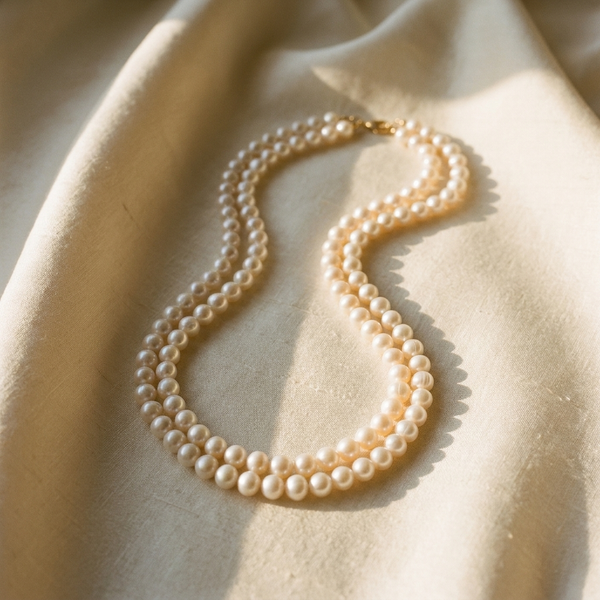 Maison Osonn necklaces on cream silk