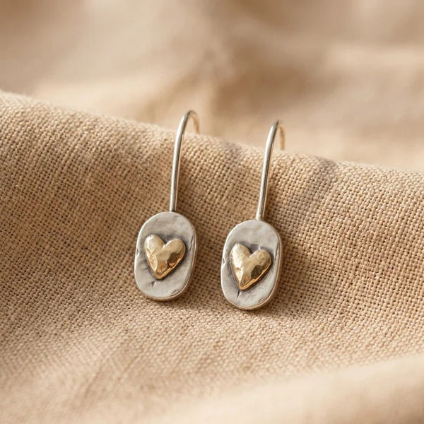 Vintage Silver Golden Heart Earrings — image 1