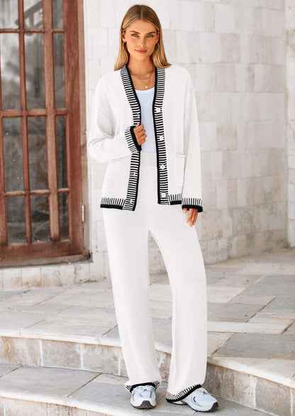 Osonn Lounge Sets for Women Fall Loungewear 2 Piece Outfits Cardigan Sweaters Track Suit Matching Winter Clothing