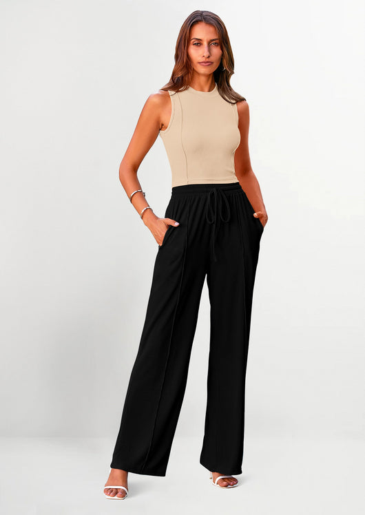 Osonn Women's Summer 2 Piece Loungewear Set Cropped Tank Top Wide Leg Sweatpants Tracksuit Casual Outfits
