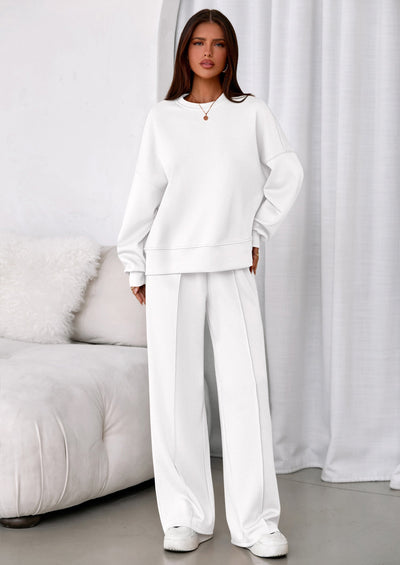 Osonn 2 Piece Sets For Women Fall Trendy Long Sleeve Sweatshirt Wide Leg Pants Loungewear Set Matching Sweatsuit