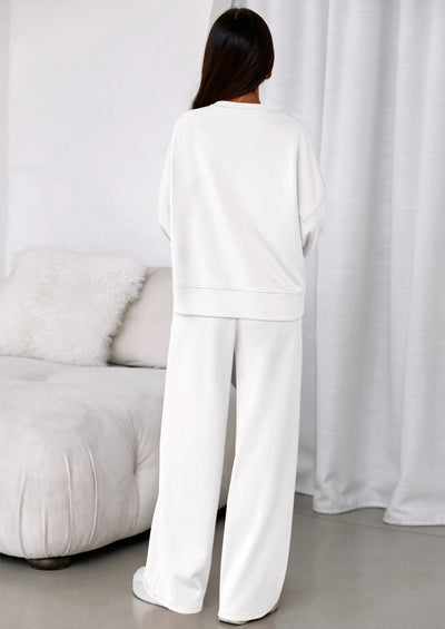 Osonn 2 Piece Sets For Women Fall Trendy Long Sleeve Sweatshirt Wide Leg Pants Loungewear Set Matching Sweatsuit