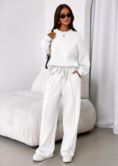 Osonn 2 Piece Sets For Women Fall Trendy Long Sleeve Sweatshirt Wide Leg Pants Loungewear Set Matching Sweatsuit
