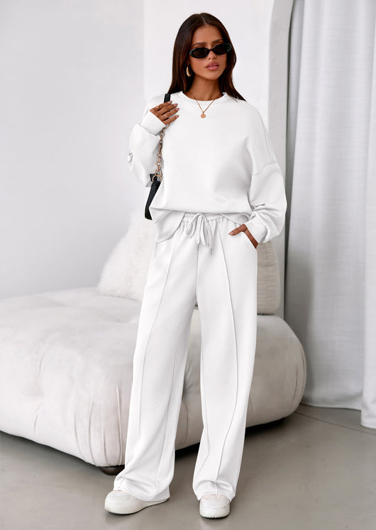 Osonn 2 Piece Sets For Women Fall Trendy Long Sleeve Sweatshirt Wide Leg Pants Loungewear Set Matching Sweatsuit