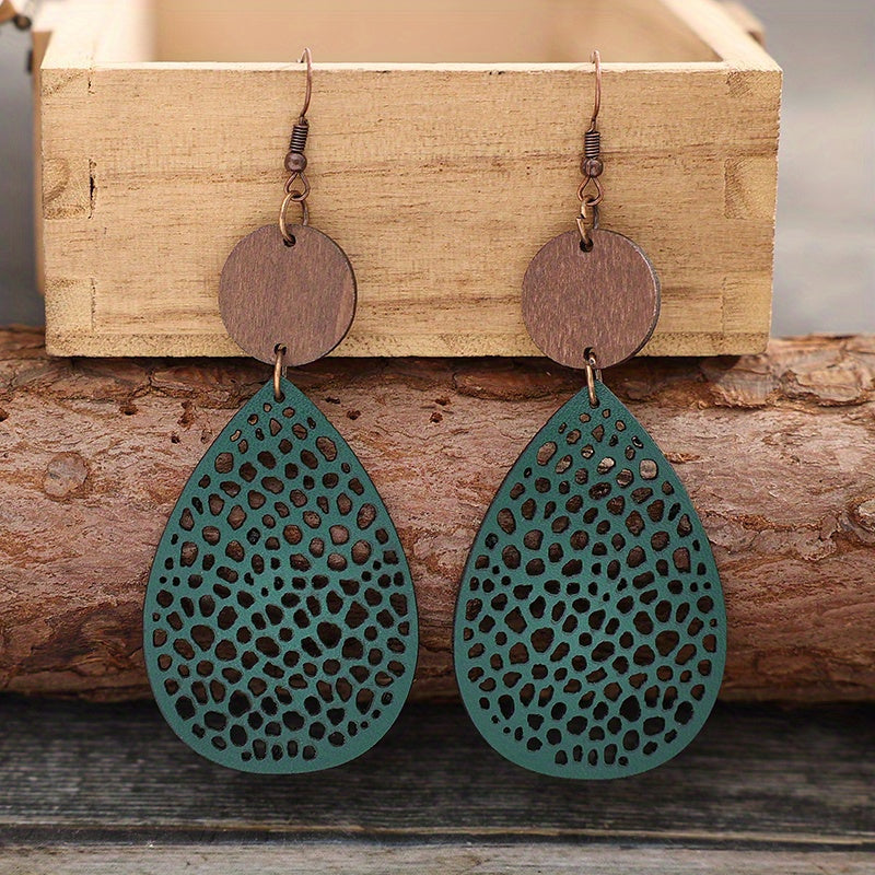Vintage Leather Drop Earrings — image 2